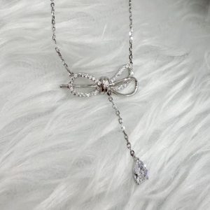 S925純銀項鍊 心語之結 蝴蝶結綁住水滴💧- Betty小舖🧸